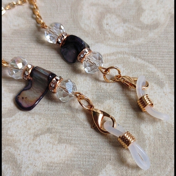 Gold Chain Natural Stone Eyeglass-Mask Lanyard Holder - Picture 4 of 7